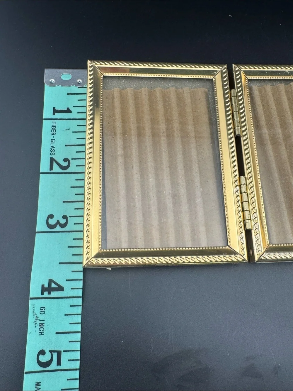 Gold Toned Tri Fold Picture Frame With Elegant Detail
